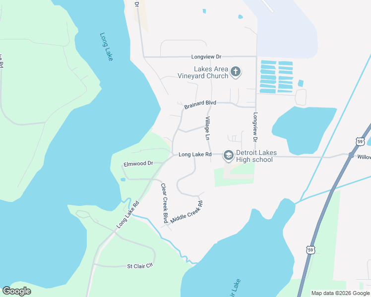 map of restaurants, bars, coffee shops, grocery stores, and more near 1883 Brainard Boulevard in Detroit Lakes