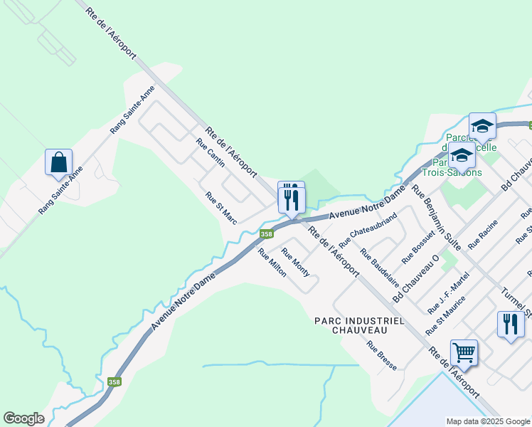 map of restaurants, bars, coffee shops, grocery stores, and more near 1419 Rue Saint Marc in Québec