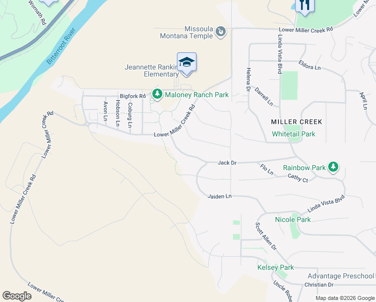 map of restaurants, bars, coffee shops, grocery stores, and more near 3675 Jack Drive in Missoula