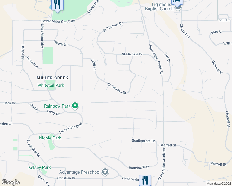 map of restaurants, bars, coffee shops, grocery stores, and more near 6260 Saint Thomas Drive in Missoula