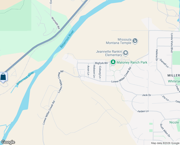 map of restaurants, bars, coffee shops, grocery stores, and more near 6027 Hobson Lane in Missoula