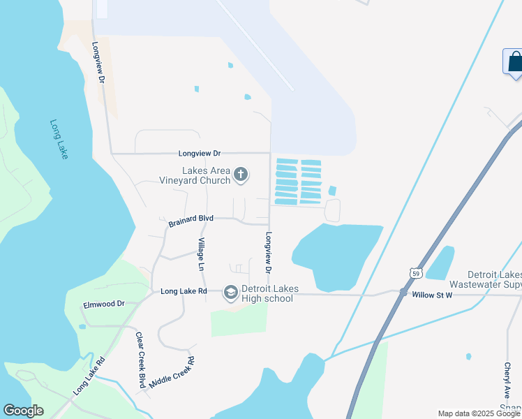 map of restaurants, bars, coffee shops, grocery stores, and more near 1710 Brainard Boulevard in Detroit Lakes