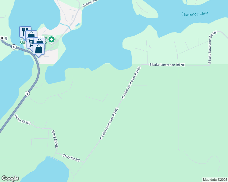 map of restaurants, bars, coffee shops, grocery stores, and more near 280 South Lake Lawrence Road Northeast in Outing