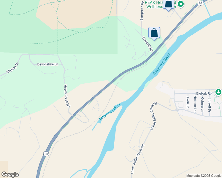 map of restaurants, bars, coffee shops, grocery stores, and more near 5800 U.S. 93 in Missoula