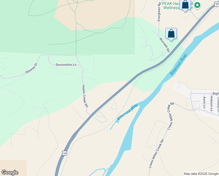 map of restaurants, bars, coffee shops, grocery stores, and more near 5795 U.S. 93 in Missoula