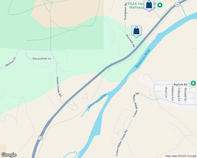 map of restaurants, bars, coffee shops, grocery stores, and more near 5352-5380 Bitterroot Road in Missoula