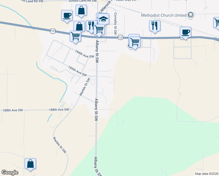 map of restaurants, bars, coffee shops, grocery stores, and more near 10109 Albany Park Lane Southwest in Rochester