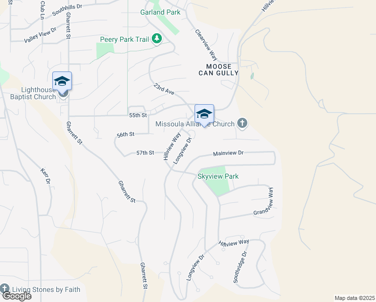 map of restaurants, bars, coffee shops, grocery stores, and more near 5606 Longview Drive in Missoula