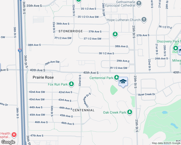 map of restaurants, bars, coffee shops, grocery stores, and more near 3035 40th Avenue South in Fargo