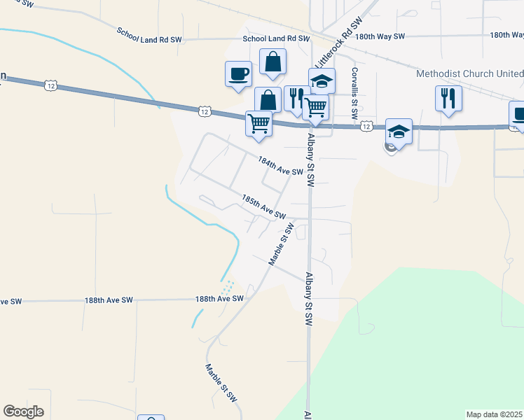 map of restaurants, bars, coffee shops, grocery stores, and more near 10327 185th Avenue Southwest in Rochester