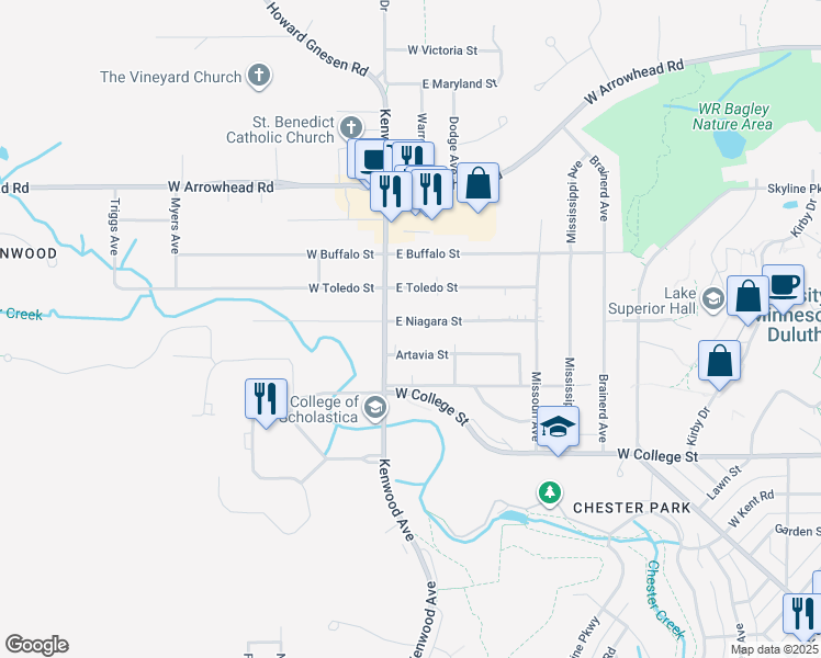 map of restaurants, bars, coffee shops, grocery stores, and more near 1 Artavia Street in Duluth