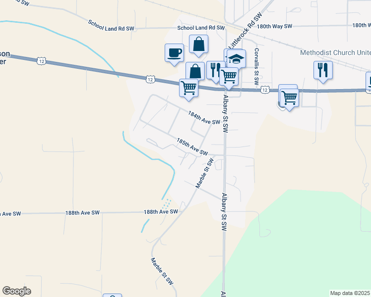 map of restaurants, bars, coffee shops, grocery stores, and more near 10327 185th Avenue Southwest in Rochester