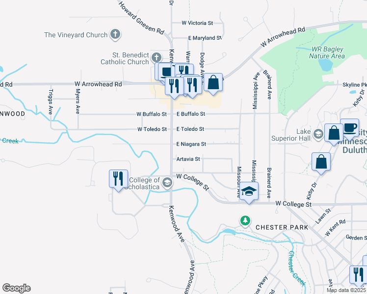 map of restaurants, bars, coffee shops, grocery stores, and more near 1 Artavia Street in Duluth