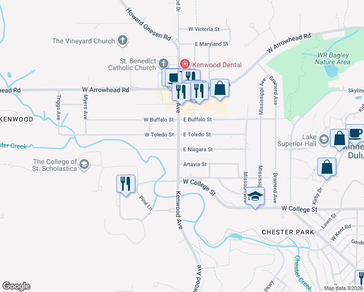 map of restaurants, bars, coffee shops, grocery stores, and more near 1 Artavia Street in Duluth