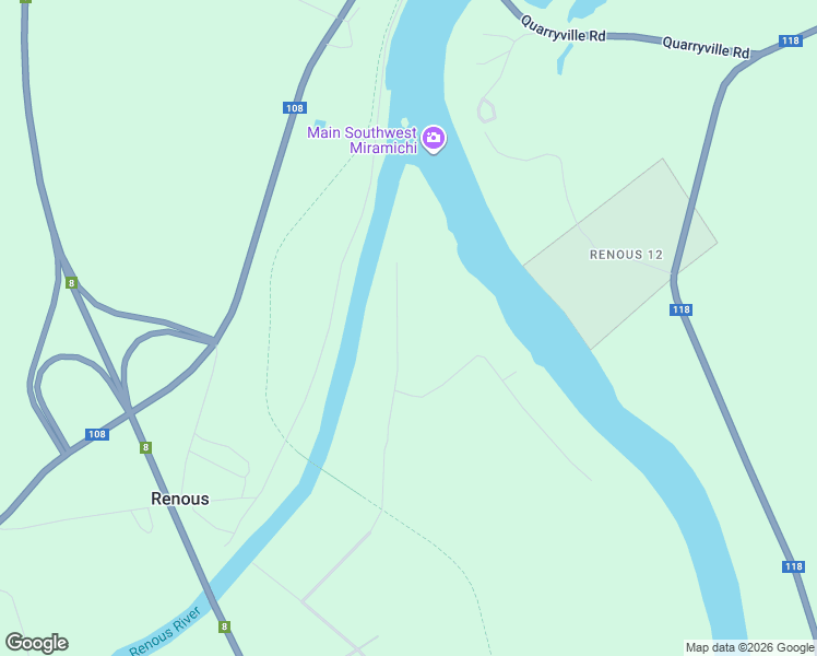 map of restaurants, bars, coffee shops, grocery stores, and more near 95 Hambrook Point Road in Renous