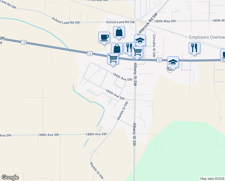 map of restaurants, bars, coffee shops, grocery stores, and more near 10325 184th Way Southwest in Rochester