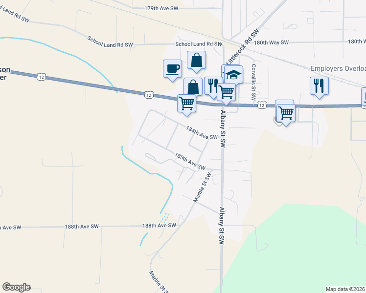 map of restaurants, bars, coffee shops, grocery stores, and more near 10325 184th Way Southwest in Rochester