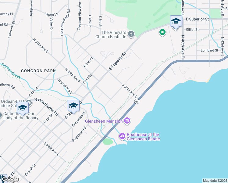 map of restaurants, bars, coffee shops, grocery stores, and more near 3515 Greysolon Road in Duluth