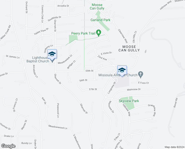 map of restaurants, bars, coffee shops, grocery stores, and more near 5603 Ebb Way in Missoula