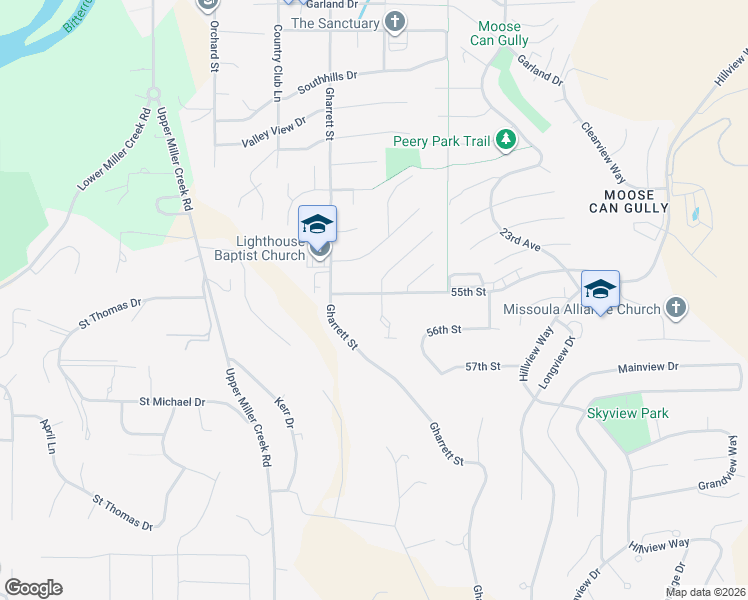 map of restaurants, bars, coffee shops, grocery stores, and more near 5602 Bridger Court in Missoula