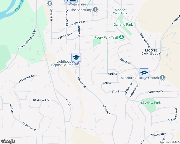 map of restaurants, bars, coffee shops, grocery stores, and more near 5602 Bridger Court in Missoula