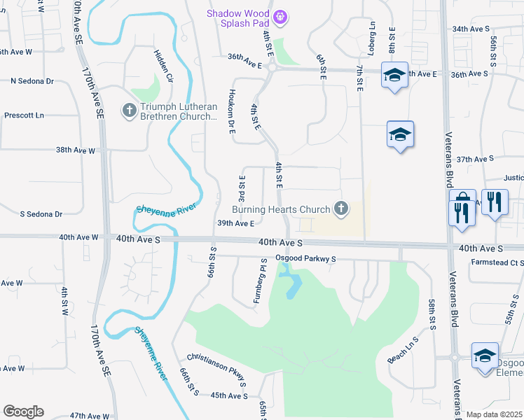 map of restaurants, bars, coffee shops, grocery stores, and more near Reserve Drive in West Fargo