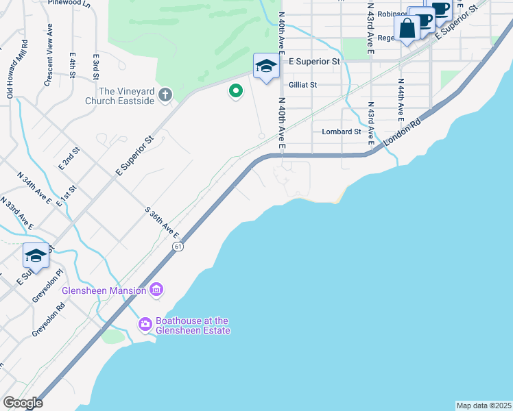 map of restaurants, bars, coffee shops, grocery stores, and more near 3800 London Road in Duluth