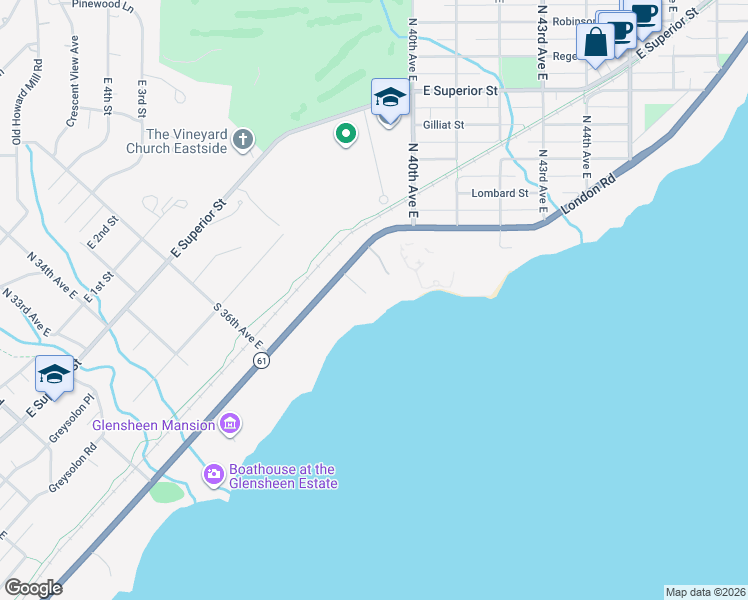 map of restaurants, bars, coffee shops, grocery stores, and more near 3800 London Road in Duluth