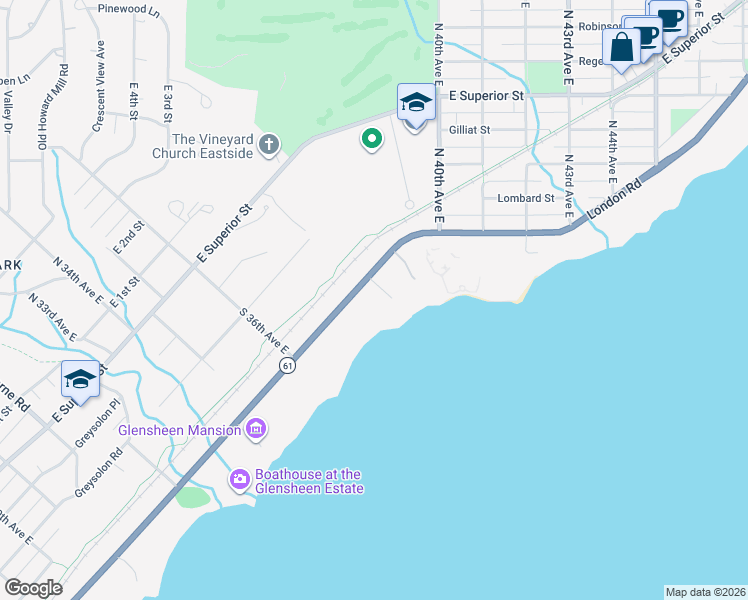 map of restaurants, bars, coffee shops, grocery stores, and more near 3780 London Road in Duluth