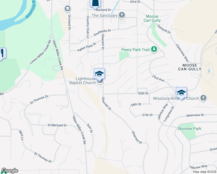 map of restaurants, bars, coffee shops, grocery stores, and more near 115 Meadowlark Court in Missoula
