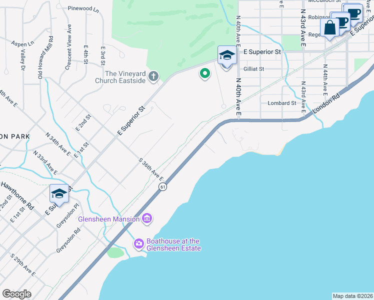 map of restaurants, bars, coffee shops, grocery stores, and more near 3783 London Road in Duluth