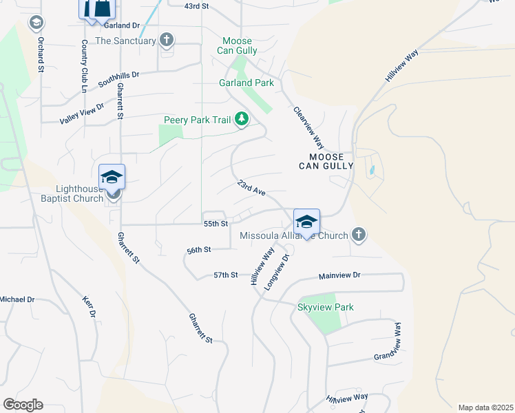 map of restaurants, bars, coffee shops, grocery stores, and more near 2307 West Summit Drive in Missoula