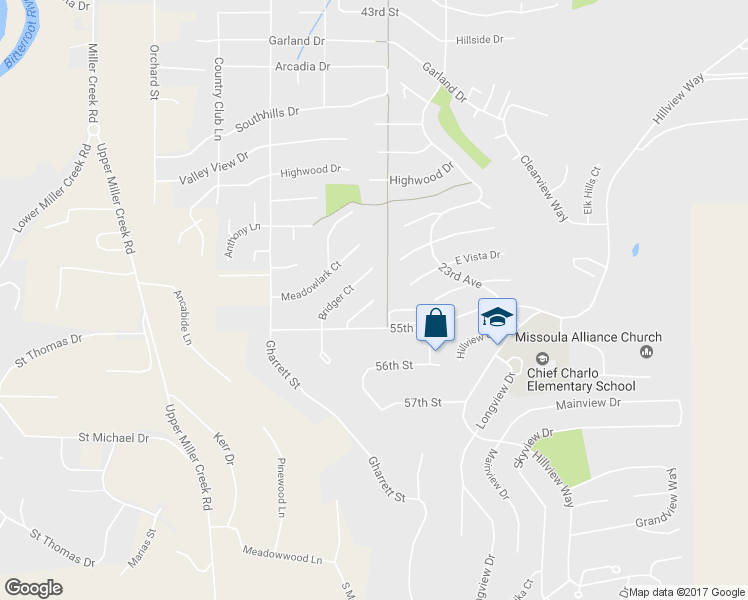 map of restaurants, bars, coffee shops, grocery stores, and more near 120 Amber Court in Missoula