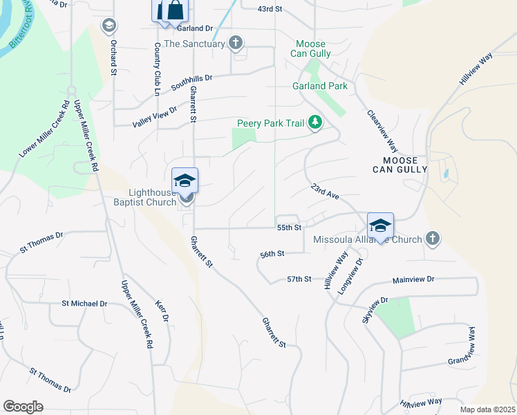 map of restaurants, bars, coffee shops, grocery stores, and more near 124 Bridger Court in Missoula
