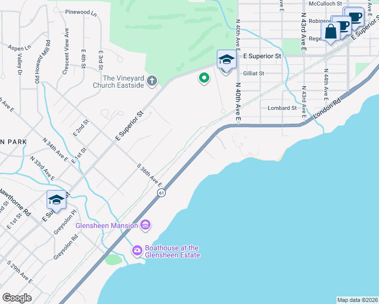 map of restaurants, bars, coffee shops, grocery stores, and more near 3783 London Road in Duluth
