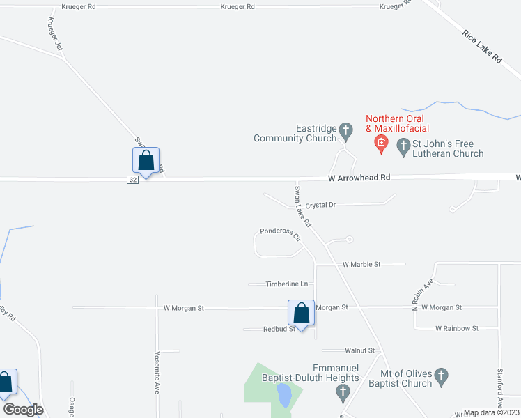 map of restaurants, bars, coffee shops, grocery stores, and more near 2419 Swan Lake Place in Duluth