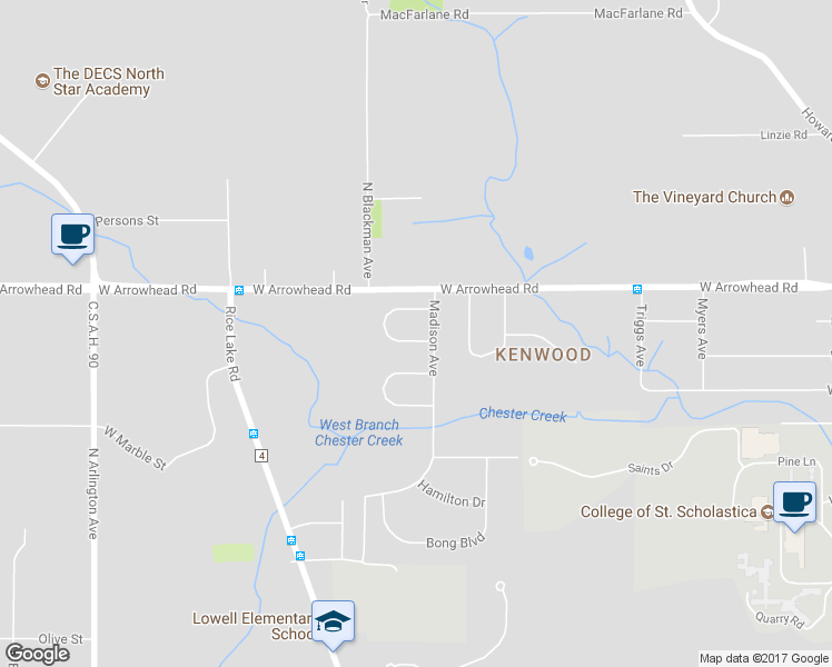 map of restaurants, bars, coffee shops, grocery stores, and more near 220 Mitchell Circle in Duluth