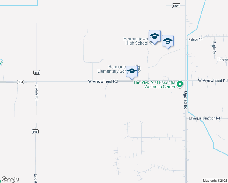 map of restaurants, bars, coffee shops, grocery stores, and more near 5396 West Arrowhead Road in Hermantown