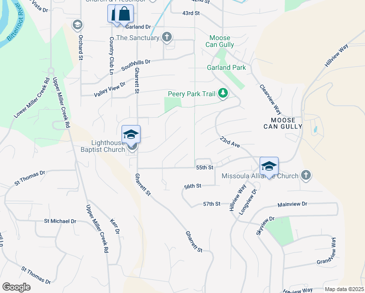 map of restaurants, bars, coffee shops, grocery stores, and more near 124 Bridger Court in Missoula