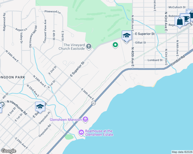 map of restaurants, bars, coffee shops, grocery stores, and more near 3728 Greysolon Road in Duluth