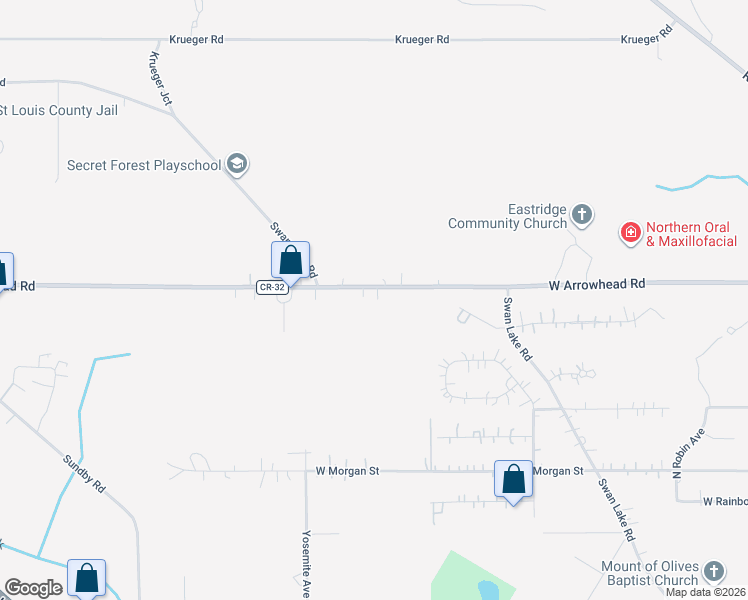map of restaurants, bars, coffee shops, grocery stores, and more near 4016 West Arrowhead Road in Duluth