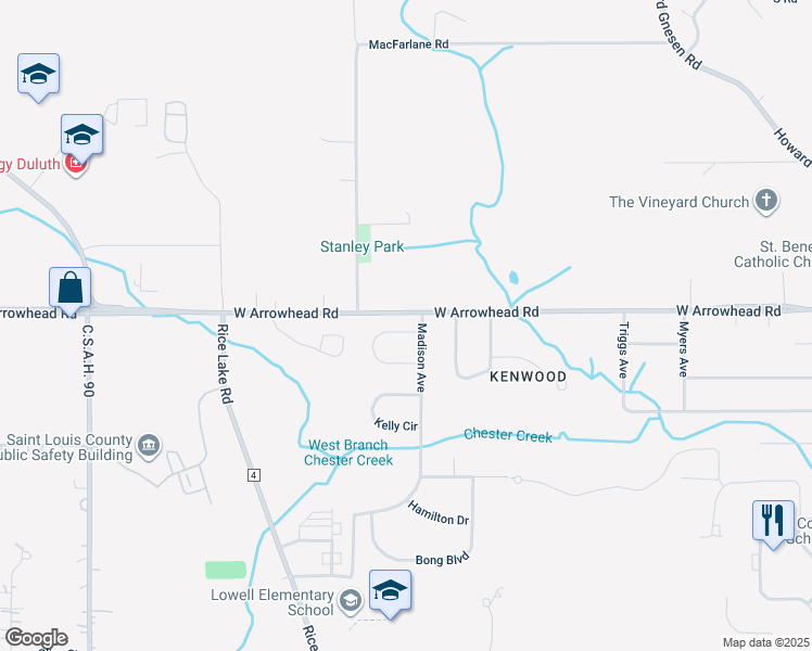 map of restaurants, bars, coffee shops, grocery stores, and more near 220 Mitchell Circle in Duluth