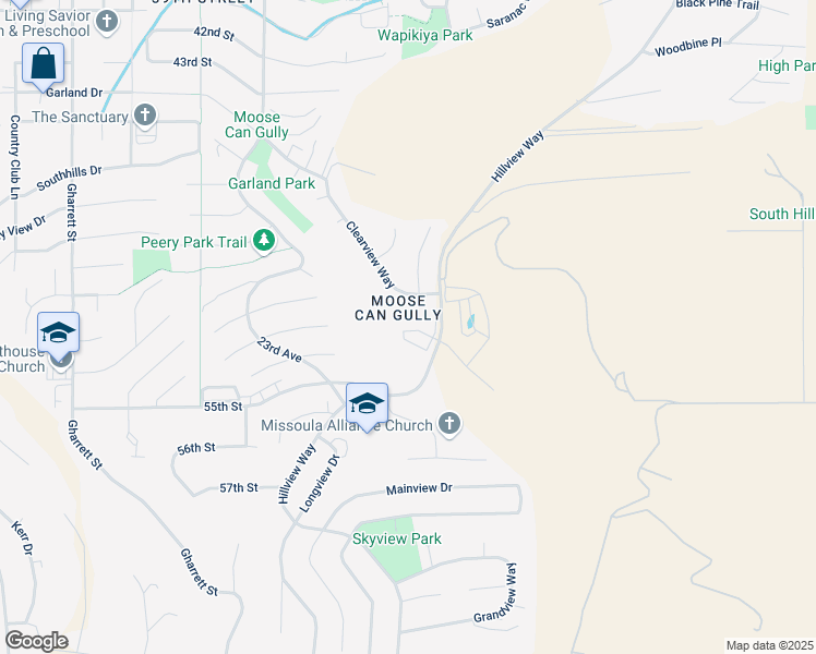 map of restaurants, bars, coffee shops, grocery stores, and more near 5137 Clearview Way in Missoula