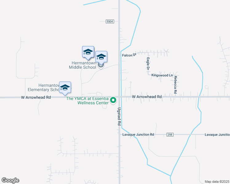 map of restaurants, bars, coffee shops, grocery stores, and more near 4307 Ugstad Road in Hermantown