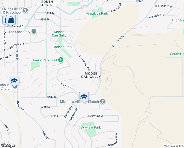 map of restaurants, bars, coffee shops, grocery stores, and more near 5137 Clearview Way in Missoula