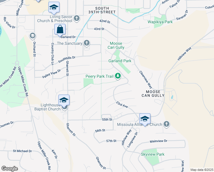 map of restaurants, bars, coffee shops, grocery stores, and more near 5115 23rd Avenue in Missoula