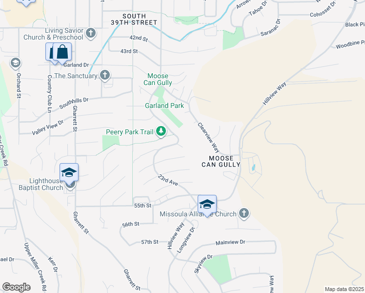 map of restaurants, bars, coffee shops, grocery stores, and more near 2206 East Foothills Drive in Missoula