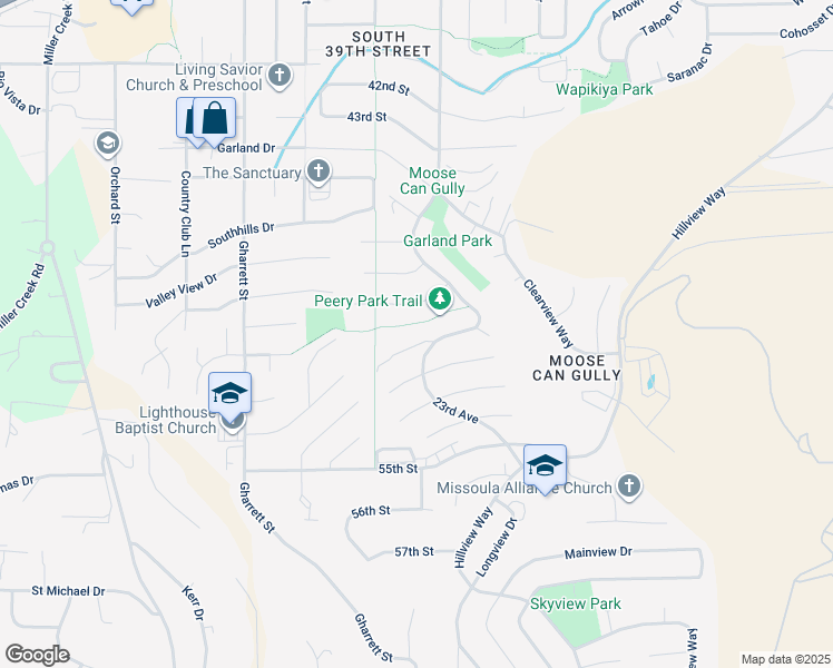 map of restaurants, bars, coffee shops, grocery stores, and more near 2311 Highwood Dr in Missoula