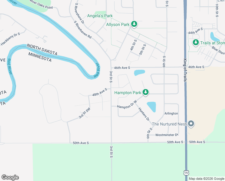map of restaurants, bars, coffee shops, grocery stores, and more near 4802 South Riverhaven Road in Moorhead