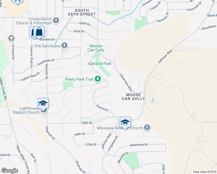 map of restaurants, bars, coffee shops, grocery stores, and more near 2224 23rd Avenue in Missoula